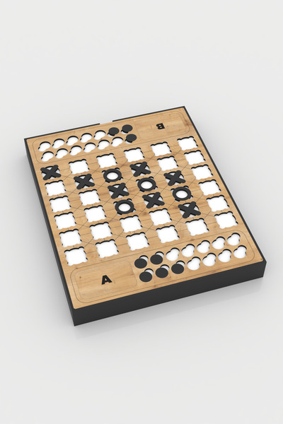 İdil Panel Premium Ahşap XOX (Tic-Tac-Toe) Kutu Oyunu - Çocuklar & Aile Oyunu - 30 x 25 cm