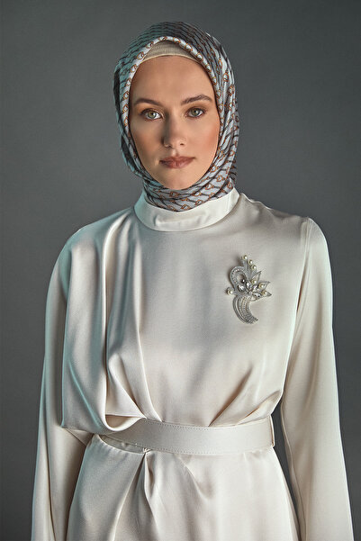 Setrms Drape Detaylı Saten Elbise