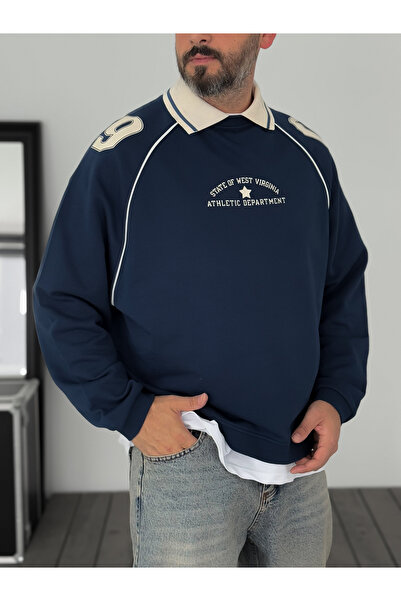 BYBASICMAN Lacivert 09 Kabartmalı Sweatshirt JJ-129