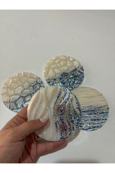 Pelince Set of 4 Epoxy Coasters |   Different Textured Design |   Coffee Pres...