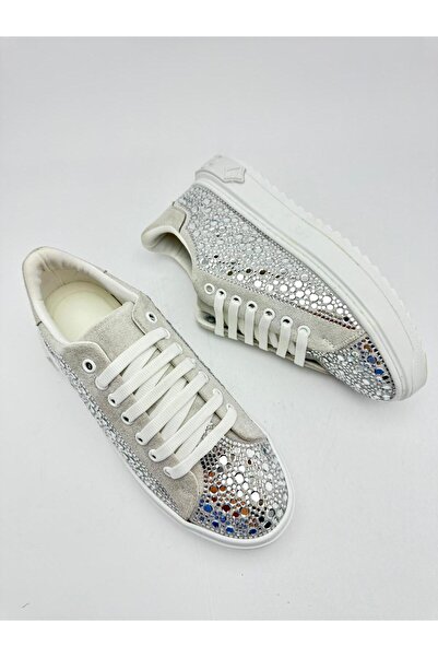 vanorio Süet Detaylı Full Taşlı Işıltılı Günlük Kadın Spor Ayakkabı