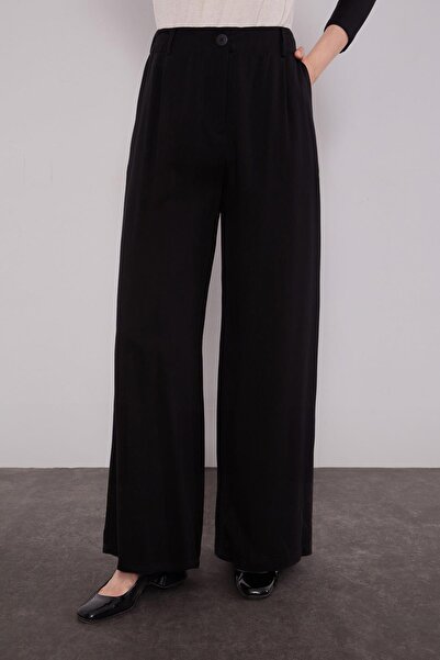 Levidor Black Straight Cut Palazzo Pants