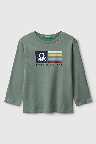 United Colors of Benetton Tricou din jerseu cu mânecă lungă din bumbac organi...