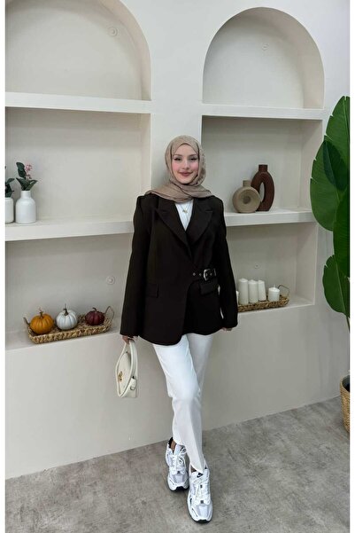 lurex moda Blazer Jacket with Side Belt Detail