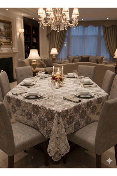 Düzgün desen Tablecloth Oilcloth with Lace Appearance