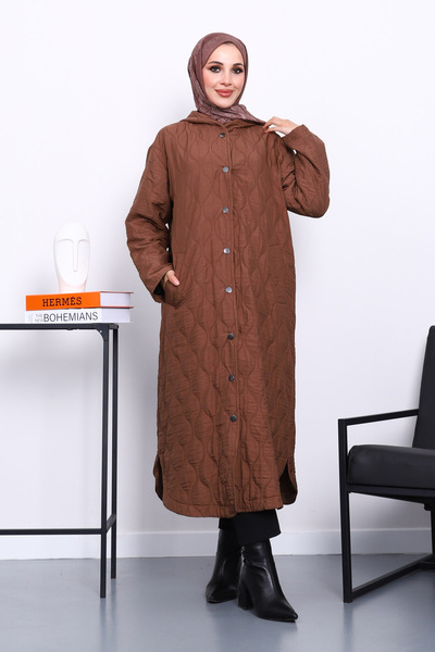 İmajButik Καφέ καπιτονέ καπάκι με κουκούλα