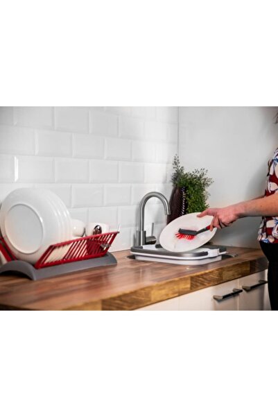 DİRT DEVIL Dishwashing Brush, Long Handle, 32x7.5 cm, Dirt Devil, Red/Gray