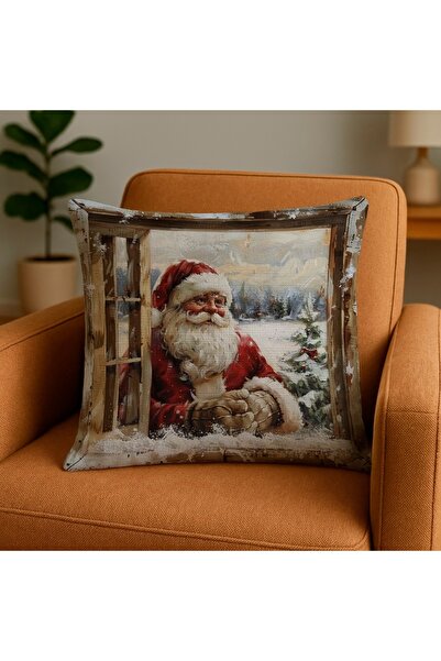 MİNOZA غطاء وسادة رقمي عتيق لسانتا كلوز مطبوع مقاس 43x43 سم