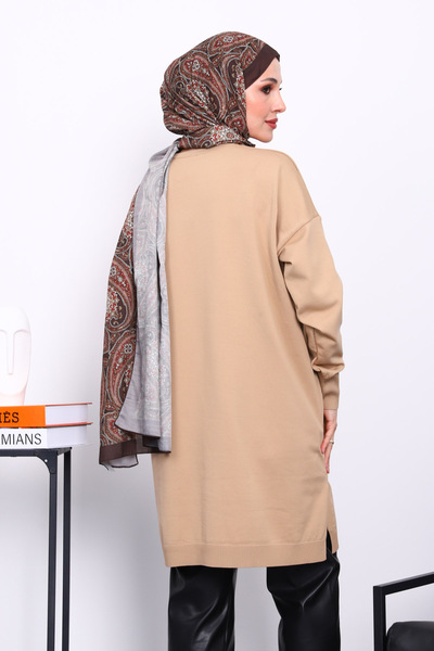 İmajButik Biscuit Cold Yarn Mercerized Knitwear Tunic