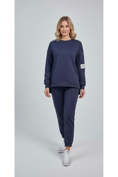 Koza Butik Γυναικείο Σετ Φόρμας με Μακρυμάνικο Λαιμόκοψη και Λεπτομέρεια Ετικ...