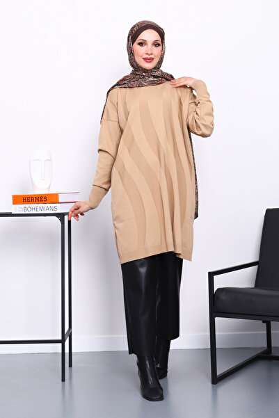 İmajButik Biscuit Cold Yarn Mercerized Knitwear Tunic