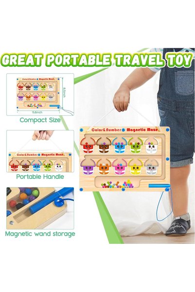 AYEBIA Magnetic Color & Number Maze - Montessori Wooden Toys for 3+ Years Old Boys & Girls