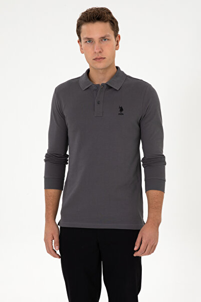 U.S. Polo Assn. Men's Slim Fit Polo Collar Gray Basic Sweatshirt 50307687-Vr024