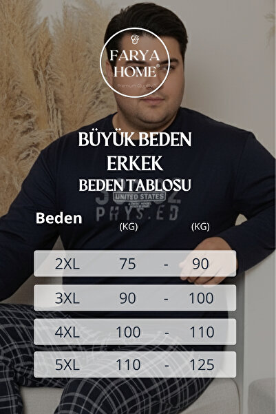 Farya Home Plus Size Cotton Long Sleeve Plaid Checkered Men's Pajama Set