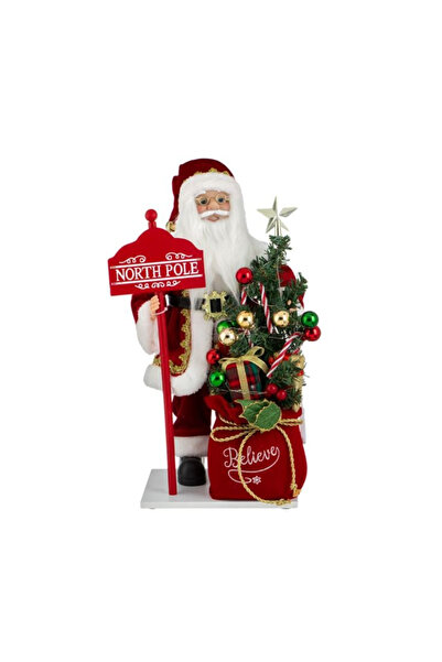 Lumi LUXURY Decorative Santa Claus Figurine with Sack, Tablet and LED 50 cm