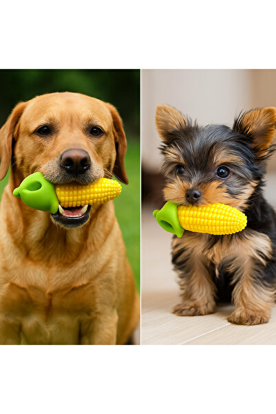 Papağanhane Sesli Mısır Şeklinde Köpek Oyuncağı – Dayanıklı, Diş Dostu, Güvenli İç Düdüklü Oyuncak