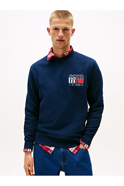 Tommy Hilfiger Erkek Regular Fit Bisiklet Yaka Logo Baskılı Sweatshirt - Laci...