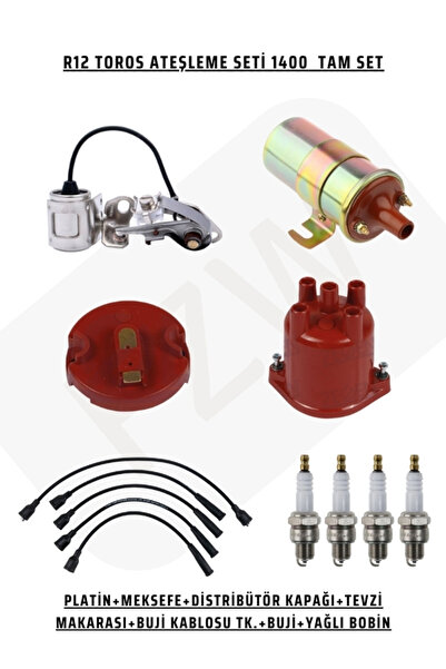 FZW R12 TOROS 1400 ATEŞLEME BUJİ DİSTRİBÜTÖR KAPAĞI TEVZİ MAKARASI PLATİN MEKSEFE BOBİN BUJİ KABLOSU SET
