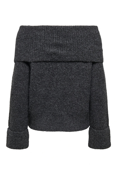 ONLY Жіночий светр з низькими плечима, темно-сірий, в'язаний - 15352271