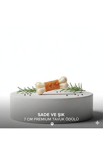 Tasma Market 4 Adet 7 cm Tavuk Etli Pres Köpek Kemiği - Küçük Irk ve Yavru Köpekler İçin Diş ve Çiğneme Ödülü