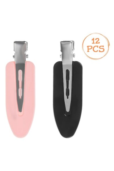 OEM Cleme de păr Negre Roz 6cm - 12 buc