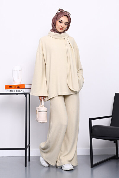 İmajButik Corded Fabric Sets of Stone Patterned Tunic with Trousers