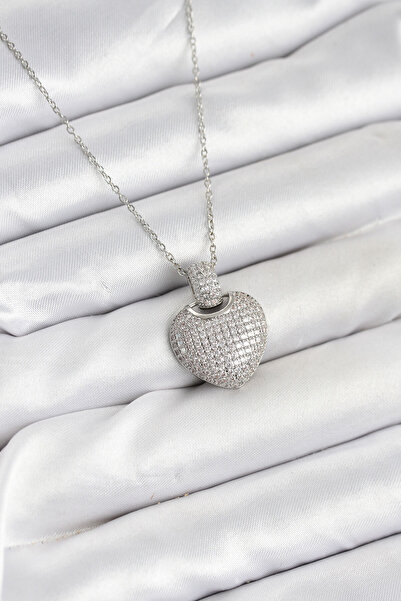 Bernami Special Steel Chain Color Zircon Stone Heart Women's Necklace Offer!! !