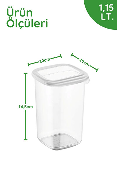 Nandy Home Set of 6 with Labels Gift with Self-Covering Lid 1150ml. Square Storage Container - Microwave and Freezer Safe