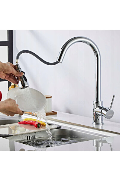 OEM Baterie Chiuveta Bucatarie cu Pulverizator Retractabil, Pivotant 360°,Otel Inoxidabil, crom