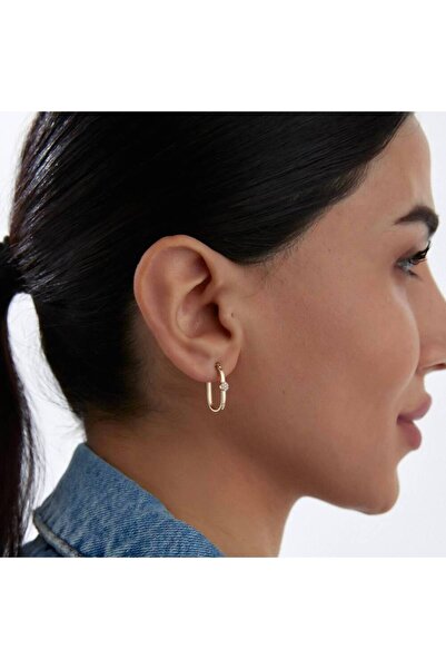 Semih Haşhaş Kuyumculuk Altın Oval Taşlı Ataş Küpe