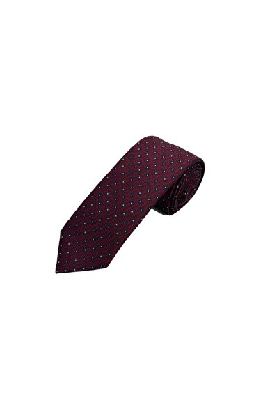 Brianze Burgundy Navy Blue Patterned Tie and Handkerchief Set