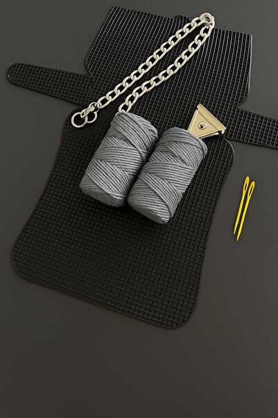 cherie handmade makrome ipli kanvas çanta yapım kiti - - DIY el yapımı çanta seti çanta kanvası seti