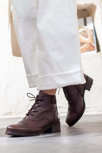 Adım Adım Mammamia Genuine Leather Thick Heeled Casual Boots