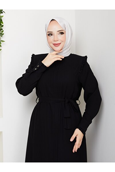 Mor Menekşe Omuz Fırfırlı Model Ferace