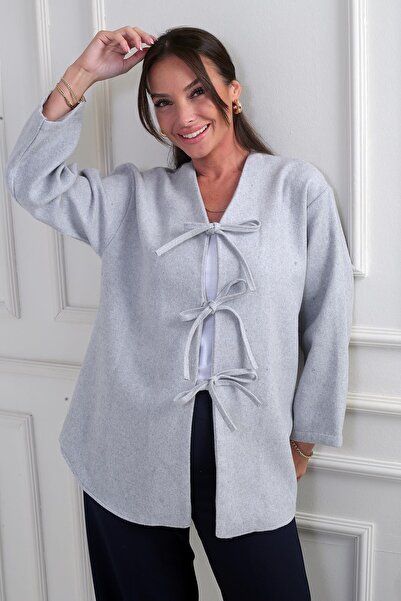 By Saygı Women's Front Lace-Up 3 Thread Cashmere Cardigan