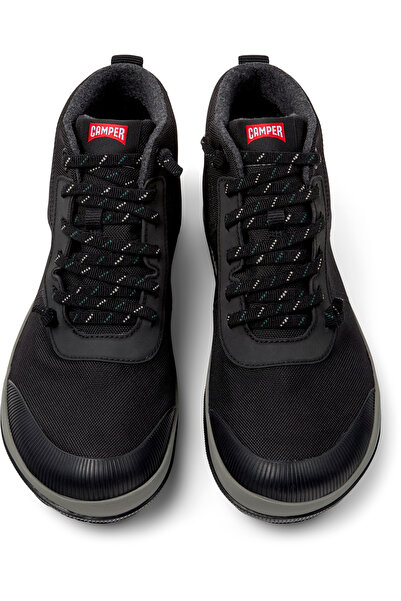 CAMPER Men Black Flat Comfortable Sole Ankle Boots Elastic Lace-Up Casual Classic Elegant PeuPistaGm