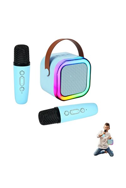 NextFarma Set boxa portabila cu 2 microfoane, Bluetooth, Karaoke, Pentru Copii si Adulti,Albastru, Nextfarma®