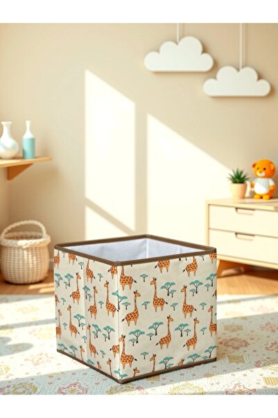 HomyJRs Gıraffe 2 Patterned Capless Multi-Purpose Organizer Toy Storage Box 30X30X30