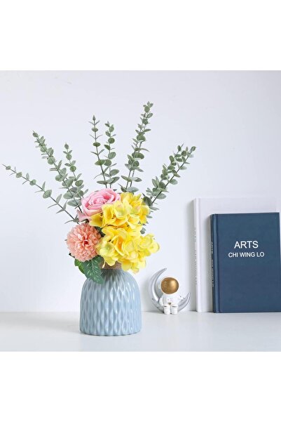 Nettenevime Yapay Çiçek Pastel Silikon Okaliptus 42cm 5Dallı Demet Eucalyptus