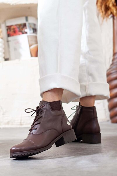 Adım Adım Mammamia Genuine Leather Thick Heeled Casual Boots