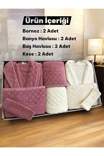 Bella Home 8-предметний набір сімейних халатів з рогожа - Набір для весільног...