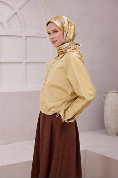 Belli Tivil Pure Silk Scarf 4213 - 35 Γκρι κίτρινο αφηρημένο σχέδιο