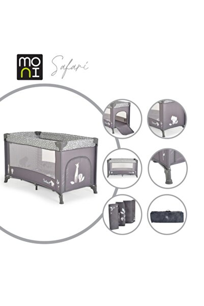 Moni Patut pliabil copii Safari Graphite, saltea inclusa