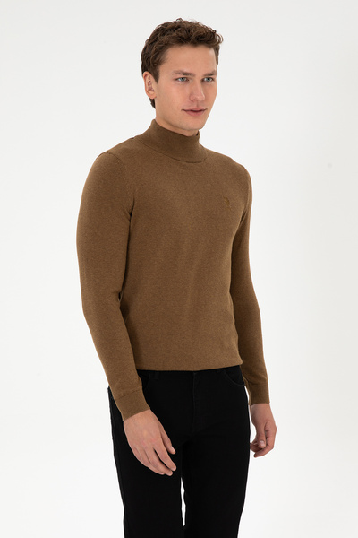 U.S. Polo Assn. Men's Khaki Melange Basic Sweater 50307783-Vr125