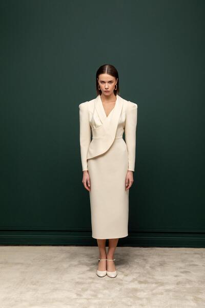 KAMEYA KATMAN DETAYLI MİDİ ELBİSE 26W40819