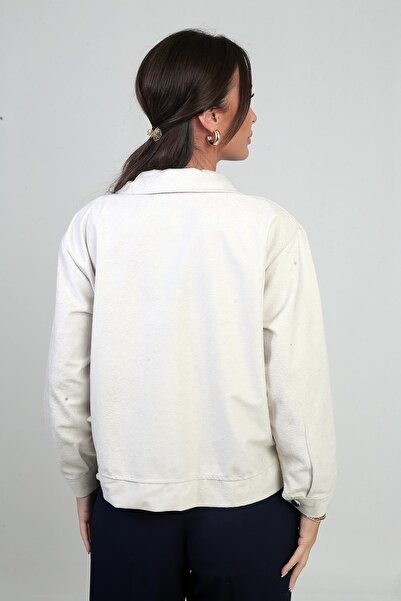 By Saygı Women's Suede Coat with Pockets and Front Zipper