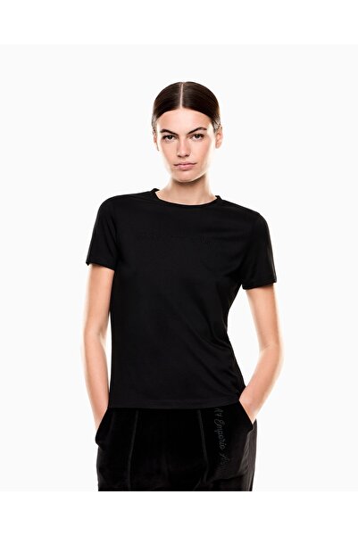 EA7 Ανδρικό κοντομάνικο μπλουζάκι με λαιμόκοψη από βαμβακερό μονόχρωμο μοντέλο μαύρο μπλουζάκι 7W000437 AF13919-UC001