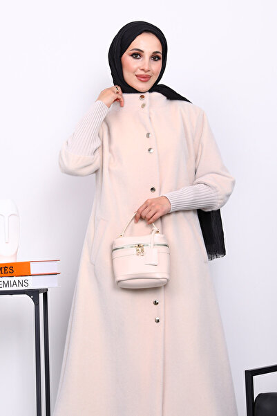 İmajButik Παλτό από Ανγκόρα με κρεμ κουμπιά