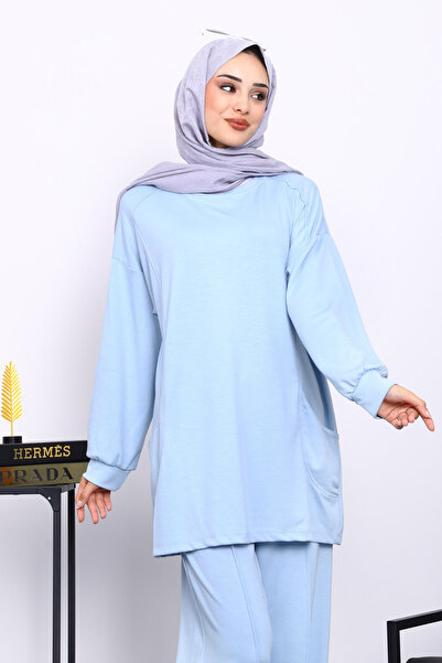 İmajButik Σετ με ρέλι τεμαχίων Modal με πλαϊνές τσέπες και κομμάτι ώμου σε μπλε χρώμα