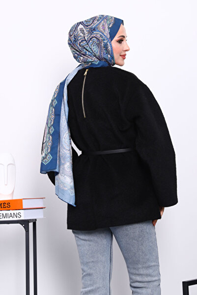 İmajButik Black Angora Tunic with Waist Belt